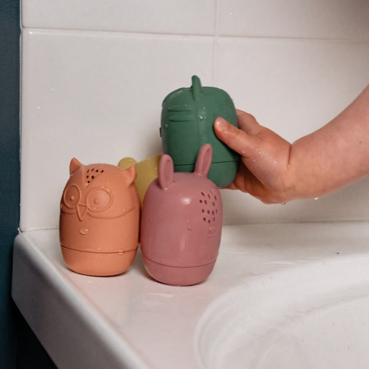 silicone animal bath toy set