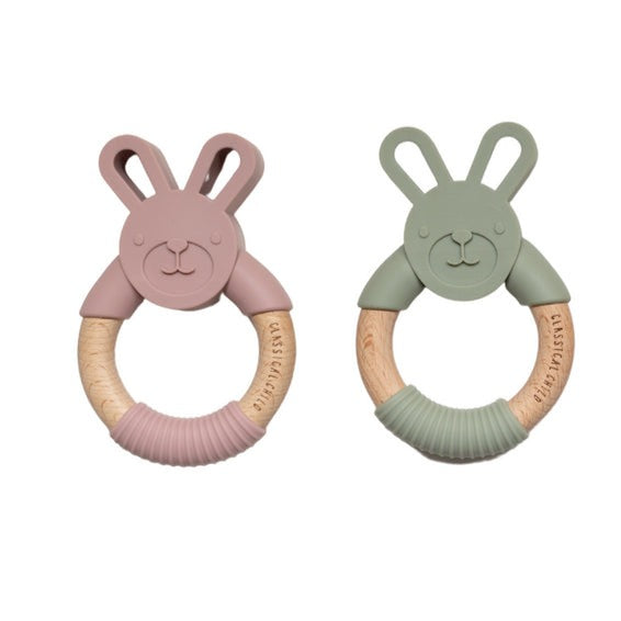 beech and silicone teethers